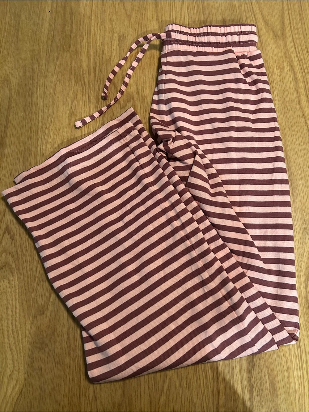 Daily Drills Striped Pants - Wine + Dusty Rose Stripe Size M/L